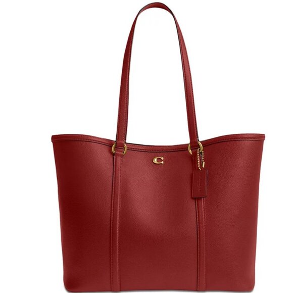 COACH Legacy pebbled leather tote + Dust bag   RED - Picture 1 of 11